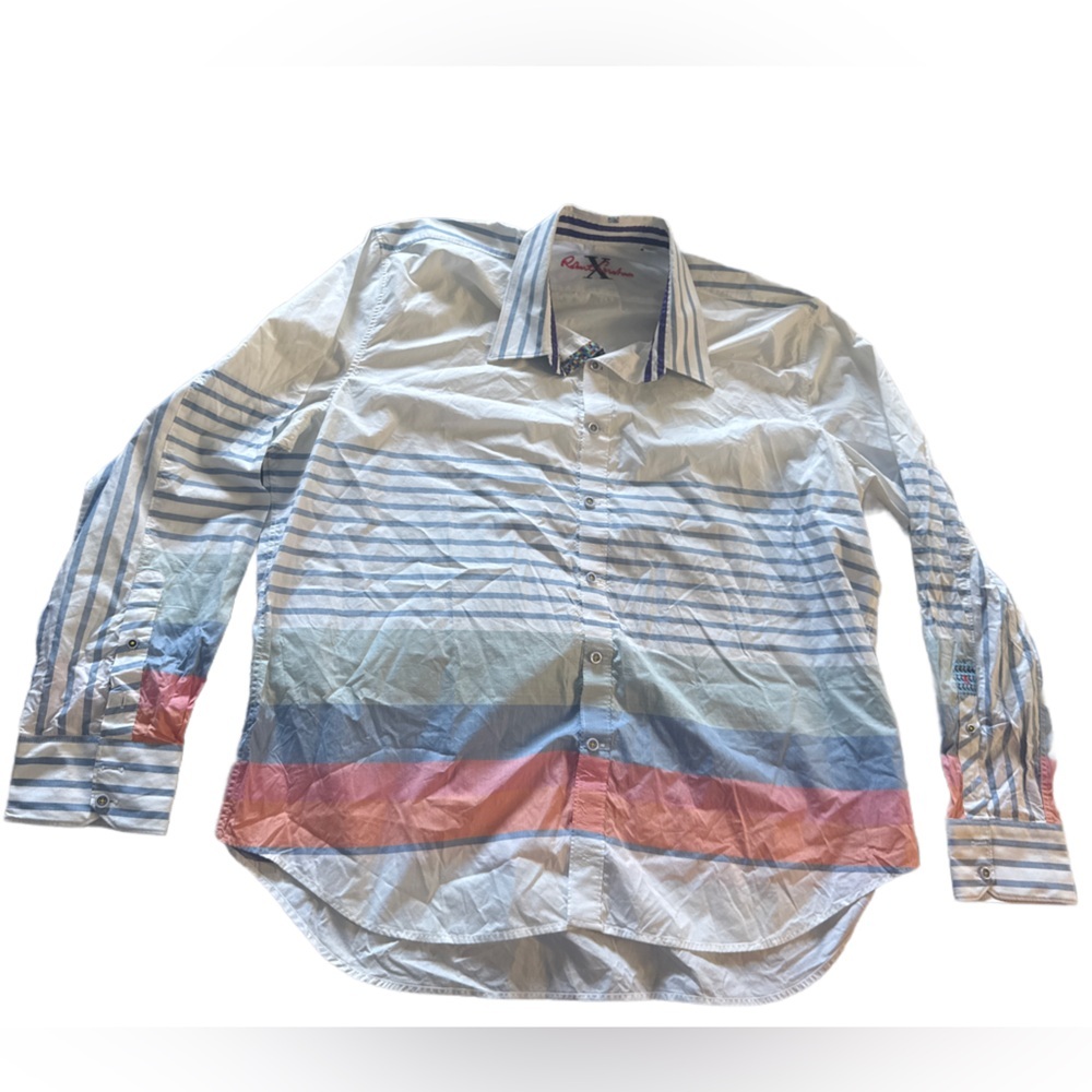 Robert Graham X Tailored Fit Colorblock Striped Button Up 3XL